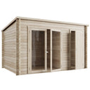Store More - Darton Pent Log Cabin Summerhouse with Side Store - 12ft x 8ft