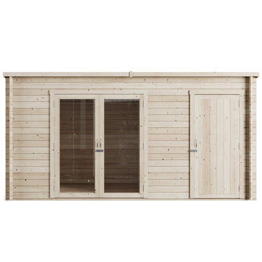 Store More - Darton Pent Log Cabin Summerhouse with Side Store - 14ft x 8ft
