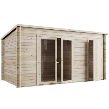 Store More - Darton Pent Log Cabin Summerhouse with Side Store - 14ft x 8ft