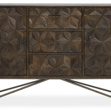Swarna sideboard. Mango wood geometric floral cabinet.