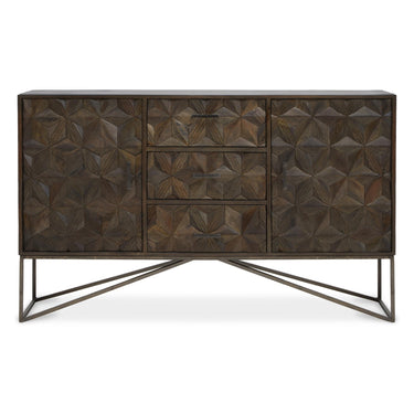 Swarna sideboard. Mango wood geometric floral cabinet.