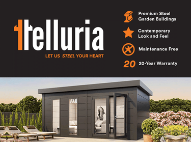 Telluria - Luminato steel garden room. 5.4 x 3.6m. Outdoor living.