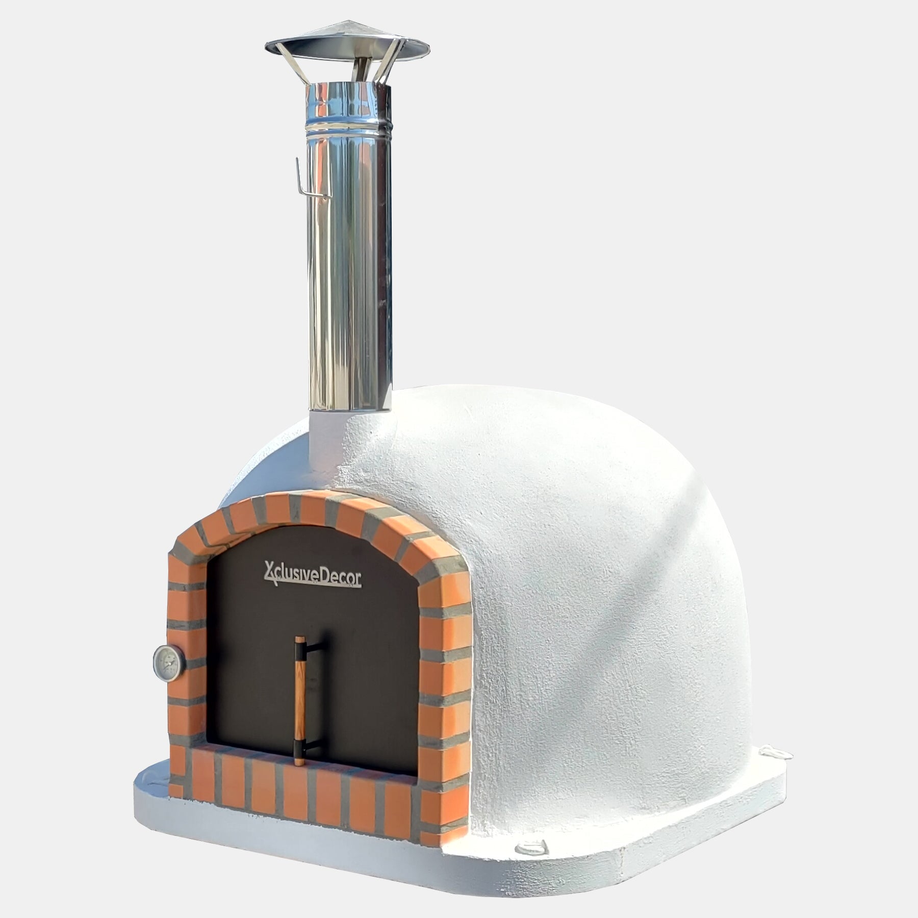 Xclusive Decor. Bellissimo Full Insulated Brick Pizza Oven 100cm-Pizza oven-Xclusive decor-Bellissimo Full Insulated Brick Pizza Oven 100cm. Housing standout oven features in a charming rustic exterior, the Bellissimo Full Insulated Brick Pizza Oven brings style and great food to your special moments. This beauty comes in one piece with no assembly required and is equipped with Xclusive Decor's signature five-layer insulation. It heats up fast and stays warm for a longer period while remaining cool to touch