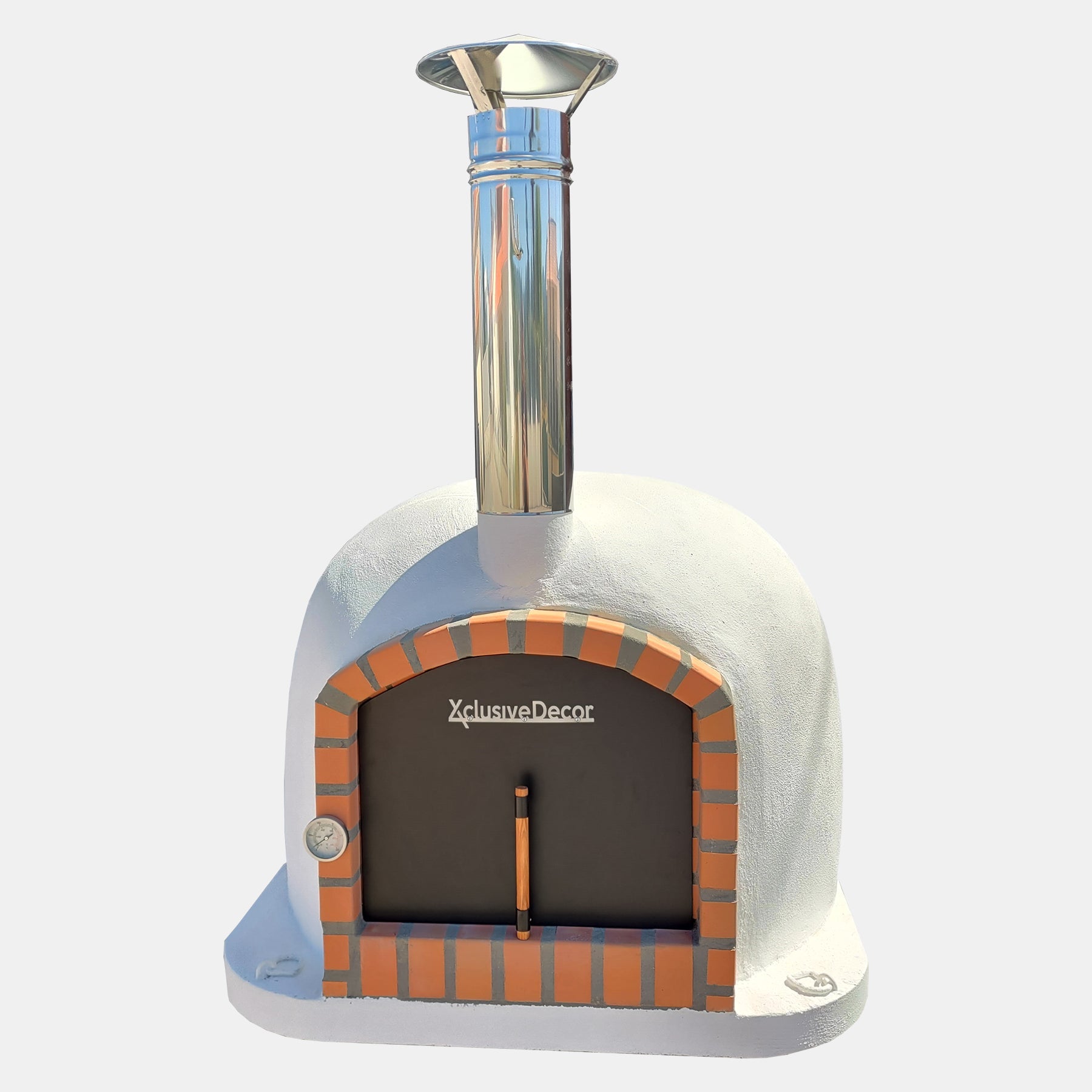 Xclusive Decor. Bellissimo Full Insulated Brick Pizza Oven 100cm-Pizza oven-Xclusive decor-Bellissimo Full Insulated Brick Pizza Oven 100cm. Housing standout oven features in a charming rustic exterior, the Bellissimo Full Insulated Brick Pizza Oven brings style and great food to your special moments. This beauty comes in one piece with no assembly required and is equipped with Xclusive Decor's signature five-layer insulation. It heats up fast and stays warm for a longer period while remaining cool to touch